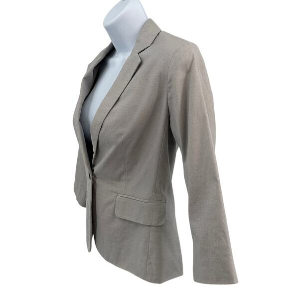Banana Republic Jacket Women 00 Petite Gray 3/4 Sleeve Single Breasted Blazer - Picture 4 of 7